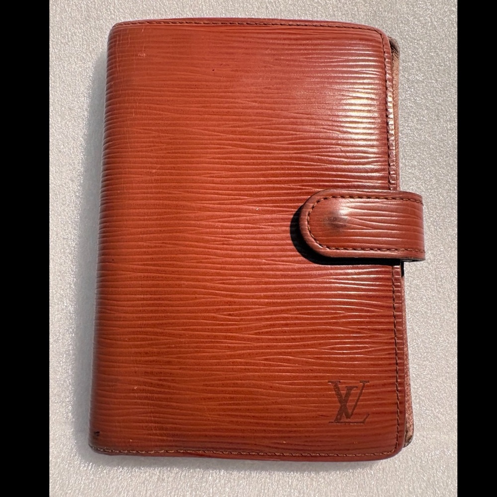 Louis Vuitton Epi Agenda PM Cipango Gold Brown Planner Wallet Vintage Spain RARE